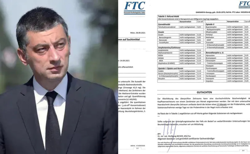 არც ერთი ნარკოტიკული ნივთიერების მოხმარება არ დადასტურდა - გახარია თმის ნიმუშის პასუხს აქვეყნებს