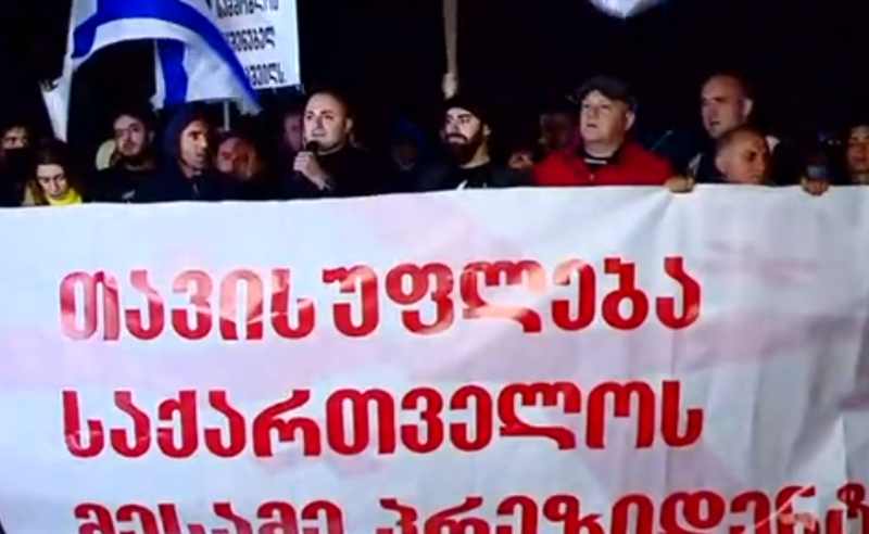 აქცია რუსთავის ციხესთან - აქტივისტები მიხეილ სააკაშვილს საინფორმაციო გამოშვებას ასმენინებენ