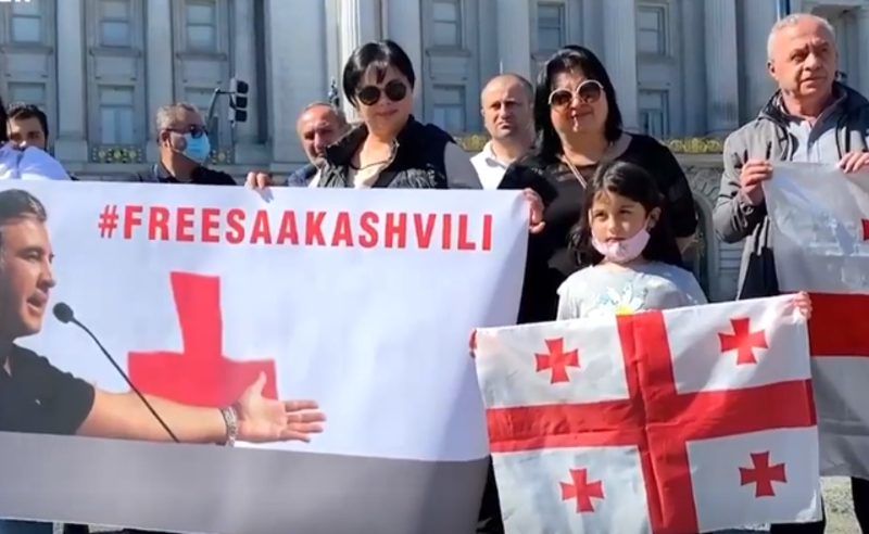 "თავისუფლება მიშას" - აშშ-ში ქართველმა ემიგრანტებმა აქცია გამართეს