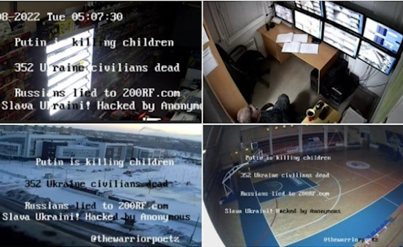“პუტინი კლავს ბავშვებს” – Anonymous-ის წარწერა რუსულ კამერებზე