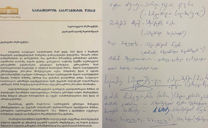 საპარლამენტო პარტიები გვარამიას შესაწყალებლად პრეზიდენტს წერილით მიმართავენ