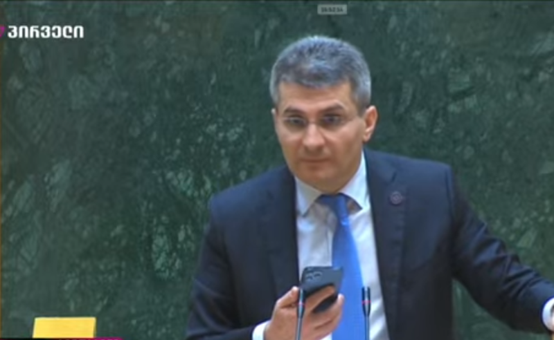პრემიერი ვერ ბედავს რუსეთის ხსენებასო, ამიტომ რგოლი გავაკეთებინე - მდინარაძემ დეპუტატებს პარლამენტში ჩანაწერი ჩაურთო