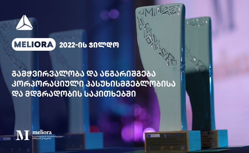 თიბისის Meliora 2022-ის ჯილდო გამჭვირვალობა და ანგარიშგება კორპორაციული პასუხისმგებლობისა და მდგრადობის საკითხებში გადაეცა