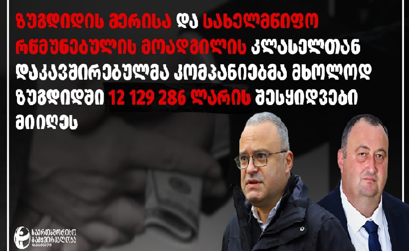 ზუგდიდის მერის კლასელთან დაკავშირებულმა კომპანიებმა 22,108,948 ლარის ტენდერები მიიღეს - TI
