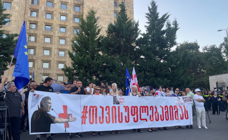 "თავისუფლება მიშას" - აქციის პარალელურად, მთავრობის ადმინისტრაცია პოლიციელების ალყაშია