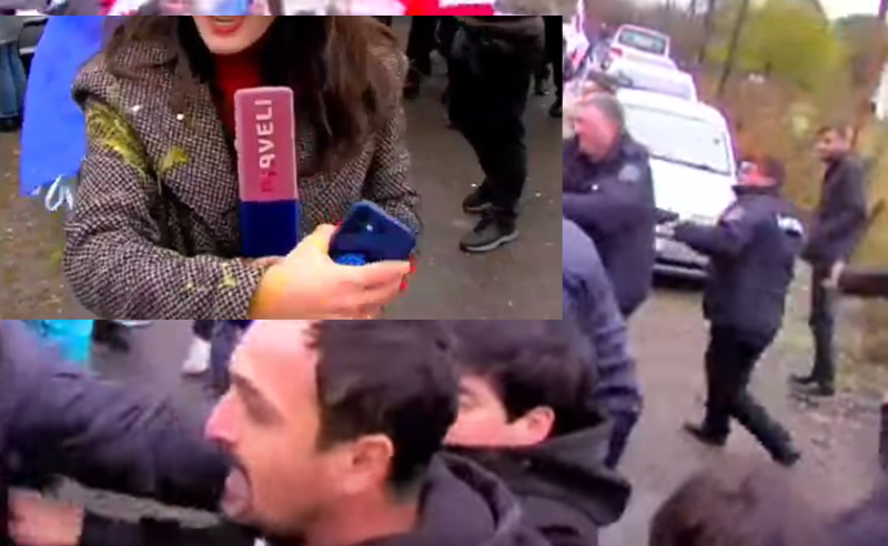 დაპირისპირება ჭორვილაში, ივანიშვილს დამცველები ქვებს ისვრიან - ქვა "ტვ პირველის" ოპერატორს მოხვდა