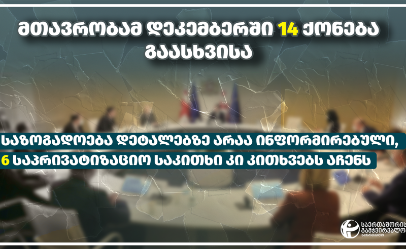 TI: დეკემბერში მთავრობის მიერ გასხვისებული 14 სახელმწიფო ქონებიდან 6 კითხვებს აჩენს