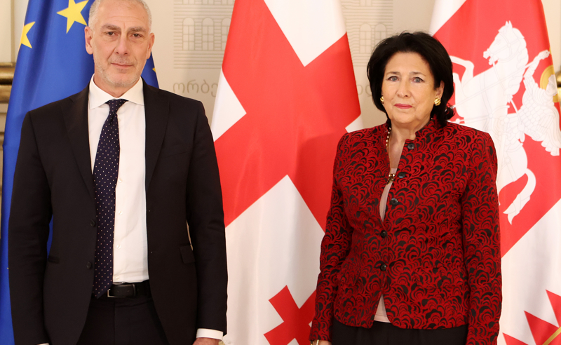 საქართველოს პრეზიდენტს იტალიის რესპუბლიკის ელჩმა რწმუნებათა სიგელი გადასცა