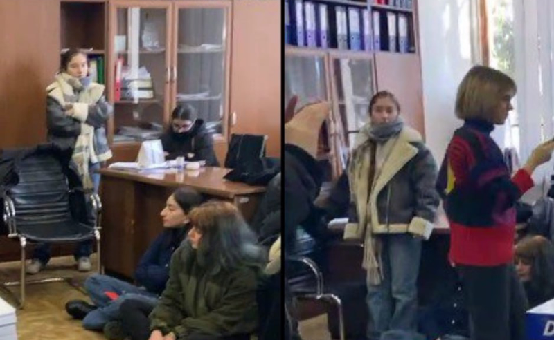 "შეწყდეს გამოსახლება, გათავისუფლდნენ დაკავებულები" - სტუდენტებმა თსუ-ს კანცელარია დაიკავეს