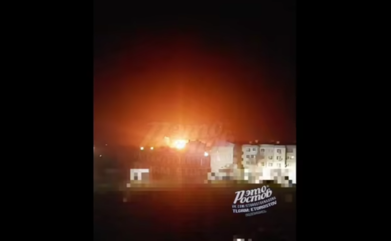 დრონებით შეტევა რუსეთზე - როსტოვში სამხედრო აეროდრომი ცეცხლის ალშია გახვეული