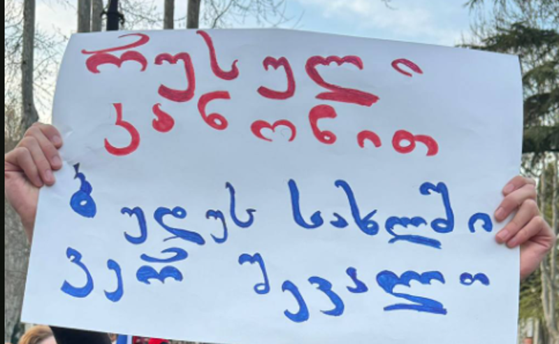 "რუსული კანონით ბუდუს სახლში ვერ შევალთ" - რა ბანერებით არიან ახალგაზრდები აქციაზე (ფოტოები)