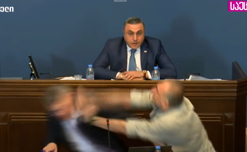 ფიზიკური დაპირისპირება პარლამენტში (ვიდეო)