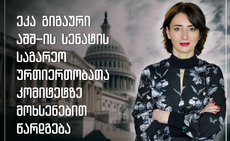 ეკა გიგაური აშშ-ის სენატის საგარეო ურთიერთობათა კომიტეტზე მოხსენებით წარდგება