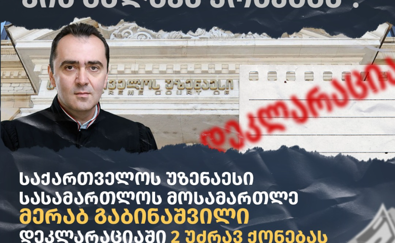 TI: საქართველოს უზენაესი სასამართლოს მოსამართლე მერაბ გაბინაშვილი დეკლარაციაში უძრავ ქონებას მალავს