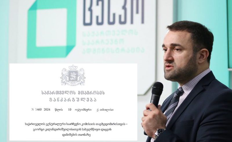 ცესკოს თავმჯდომარეს სახელმწიფო დაცვა დაუნიშნეს - პრემიერის განკარგულება