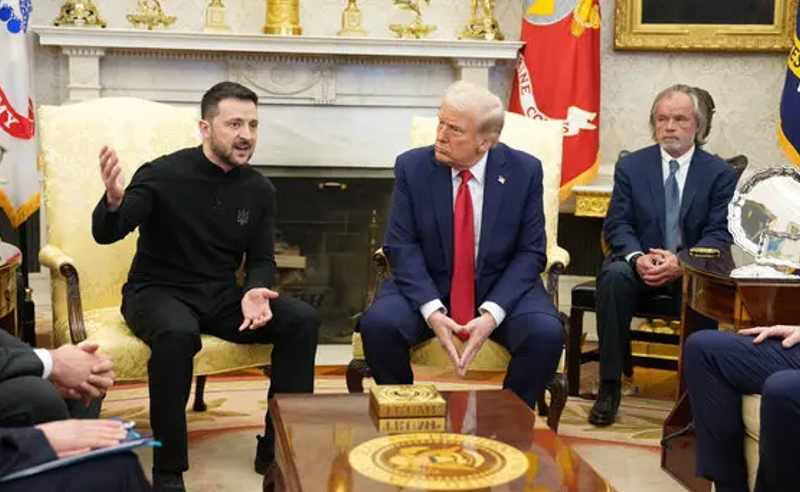 ტრამპის განცხადებით, კარგი იქნება, თუ ის და ზელენსკი უკრაინასა და რუსეთს შორის ომს შეაჩერებენ - მედია ოვალური კაბინეტიდან