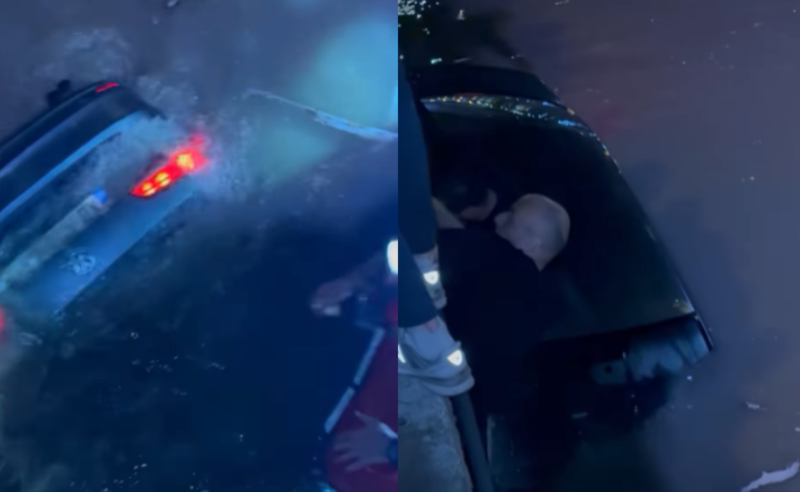 Tbilisidə Kür çayına daha bir avtomobil düşdü - VİDEO