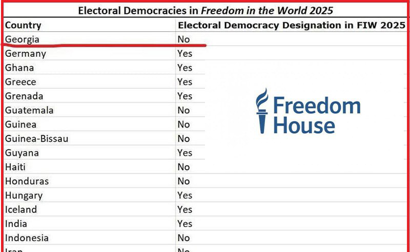 Freedom House: საქართველო ელექტორალური დემოკრატია აღარ არის