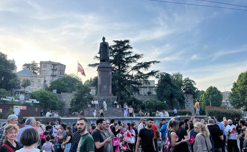 "საქართველოს სუვერენიტეტი ევროატლანტიკური ინტეგრაციის გარეშე ვერ გადარჩება" - რუსთაველის მეტროსთან "ფედერალისტები" იკრიბებიან