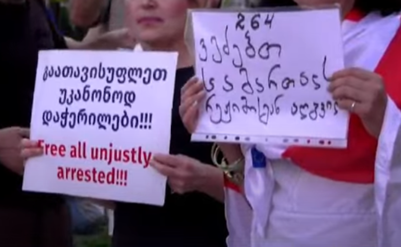 "უსინდისო თავად ეს რეჟიმია" - მოქალაქეები კანცელარიასთან კობახიძის განცხადებას აპროტესტებენ 
