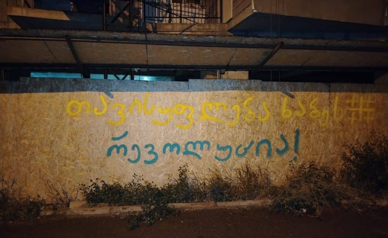 "რევოლუცია", "აჯანყდი", "თავისუფლება ხაბეს" - ქუჩები საპროტესტო წარწერებით აჭრელდა (ფოტოები)