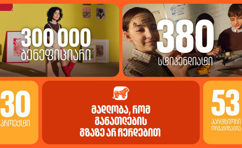 30 პროექტი, 300 000-ზე მეტი ბენეფიციარისთვის შექმნილი შესაძლებლობა - საქართველოს ბანკი, განათლების მთავარი მხარდამჭერი ბანკი