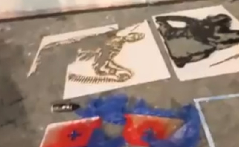 პოლიციამ სამოქალაქო აქტივისტებს გიორგი ანწუხელიძის სტენსილის გაკეთების უფლება არ მისცა