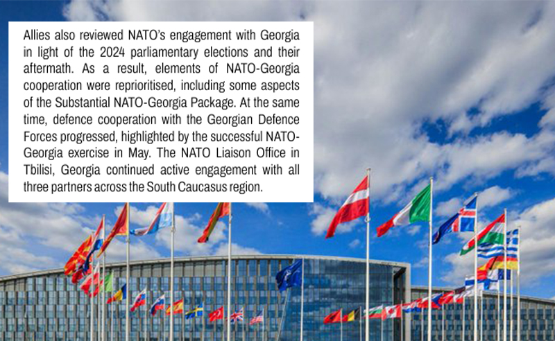 NATO-ს ანგარიში: 2024-ის არჩევნების შემდეგ გადაიხედა NATO-საქართველოს თანამშრომლობის ზოგიერთი ასპექტი