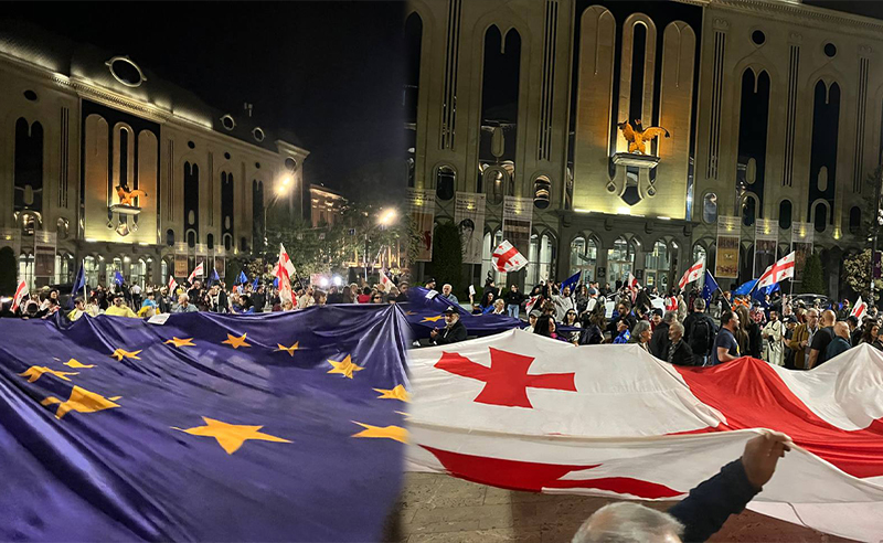 შაბათის მარშის მონაწილეებმა საქართველოს და ევროკავშირის დროები გაშალეს