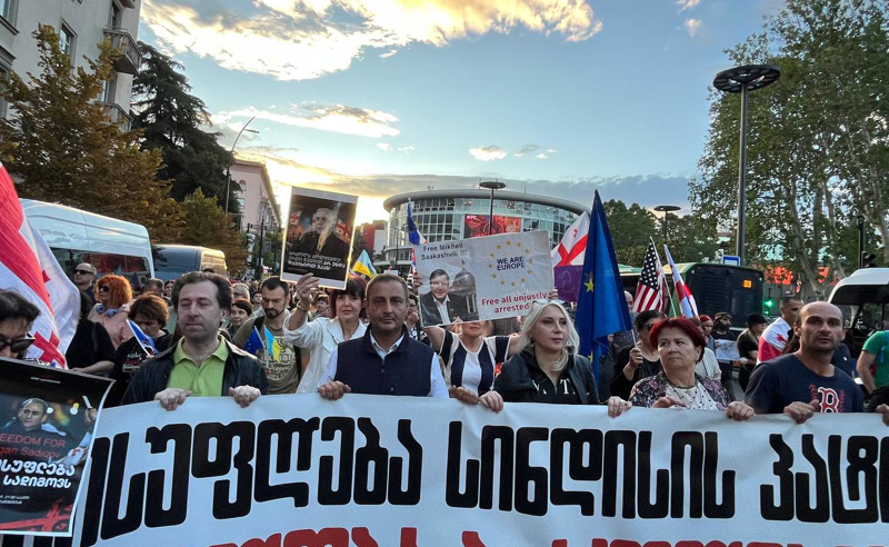 "მადლობა ბრძოლისთვის" - ელენე ხოშტარიას და სხვა პატიმრების გათავისუფლებით მოთხოვნით თბილისში შაბათის მარში მიმდინარეობს 