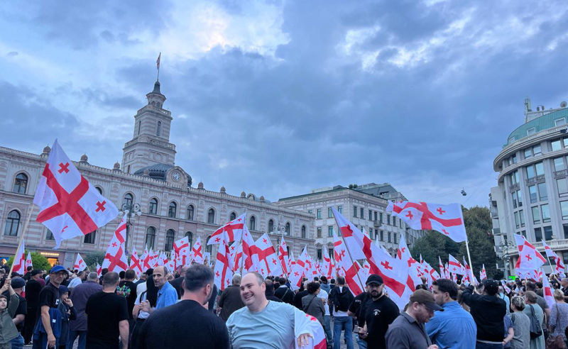 თავისუფლების მოედანზე ე.წ. „არაბული ქალაქების“ მშენებლობის წინააღმდეგ საპროტესტო აქცია მიმდინარეობს